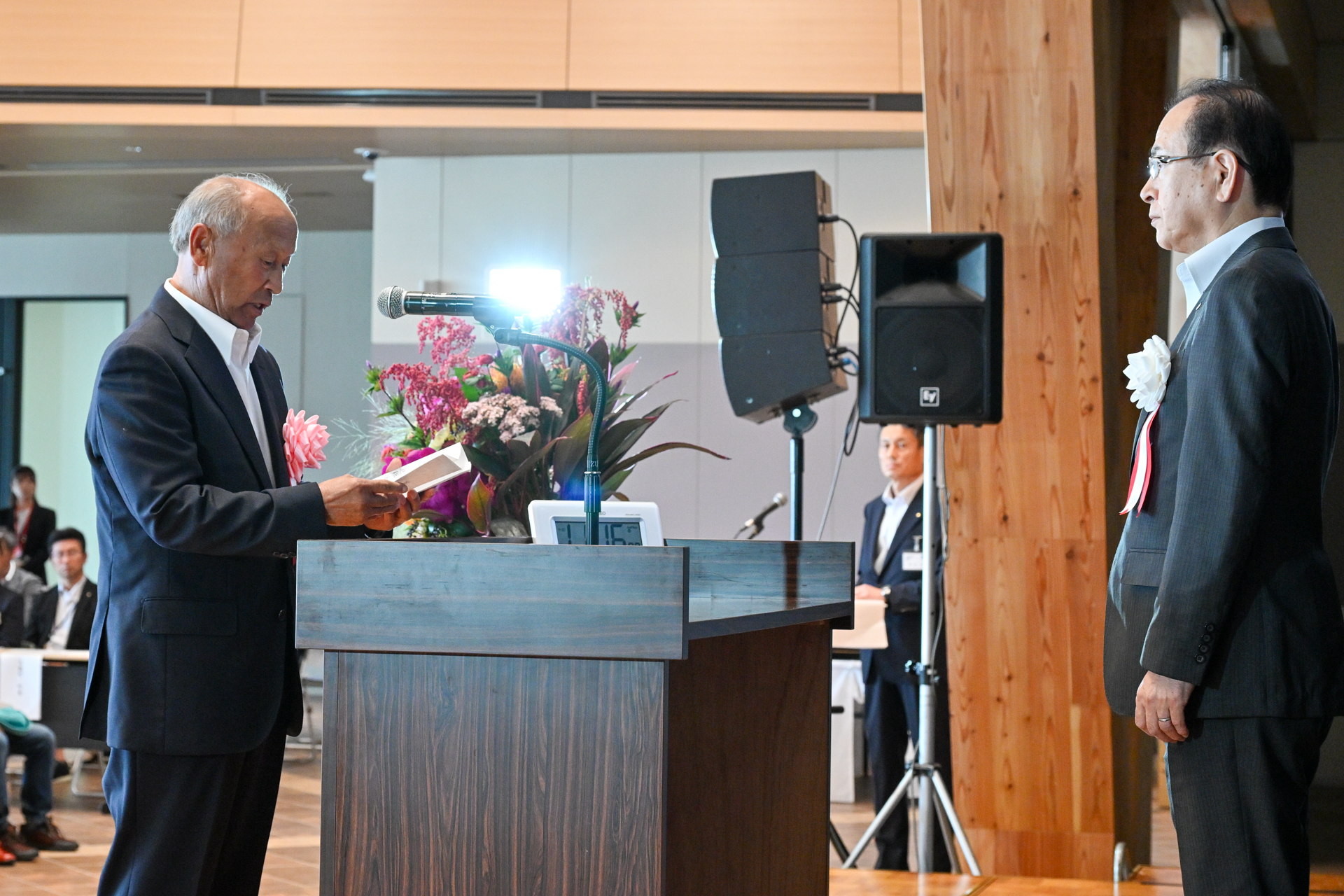 大熊町老人クラブ連合会の高野一郎会長が、受賞者を代表して、感謝の気持ちを込めた謝辞を述べました。
