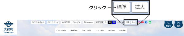 ホームページ上でフォントサイズ変更をする場合のイメージ画像